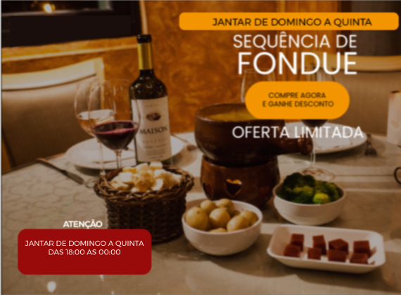 Jantar de domingo a  quinta - Sequencia de fondue na pedra para 01 pessoa de R$118,00 por apenas R$88,90